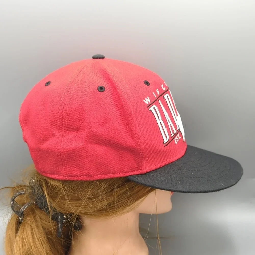 Wisconsin Badgers Hat Cap '47 Brand Block Letter Large Logo Snapback Red OS